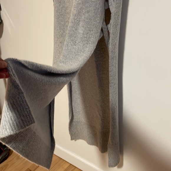 Knit Tunic Sweater Gray Med Glamorous Gray Open Side Sleeveless Mock - Picture 6 of 13